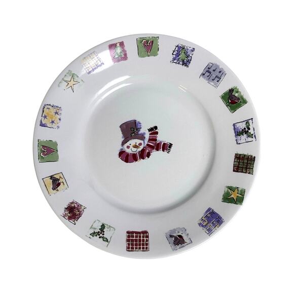 Gibson Concord Collection 2001 Snowman Patchwork 3-PC Place Setting-Excellent - Picture 4 of 8